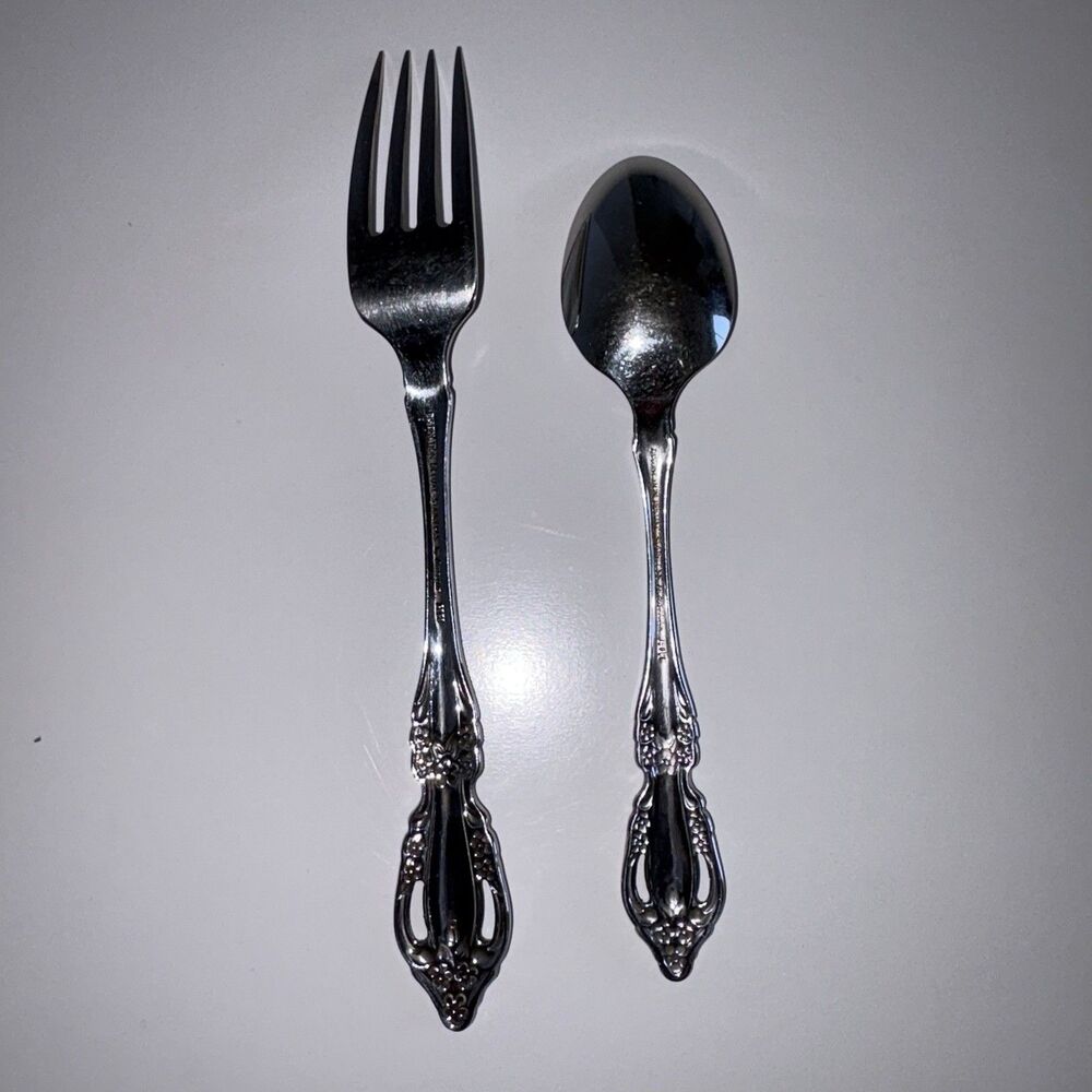 Fork & Spoon Set Oneida Raphael Distinction Deluxe Pattern Stainless Flatware - Picture 8 of 11